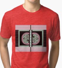 3D FRACTALS, MINT GREEN, PINK and BLACK, ART printed decor and gifts Tri-blend T-Shirt