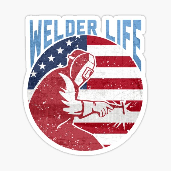 Welders Vintage American Flag Welder Gift' Sticker