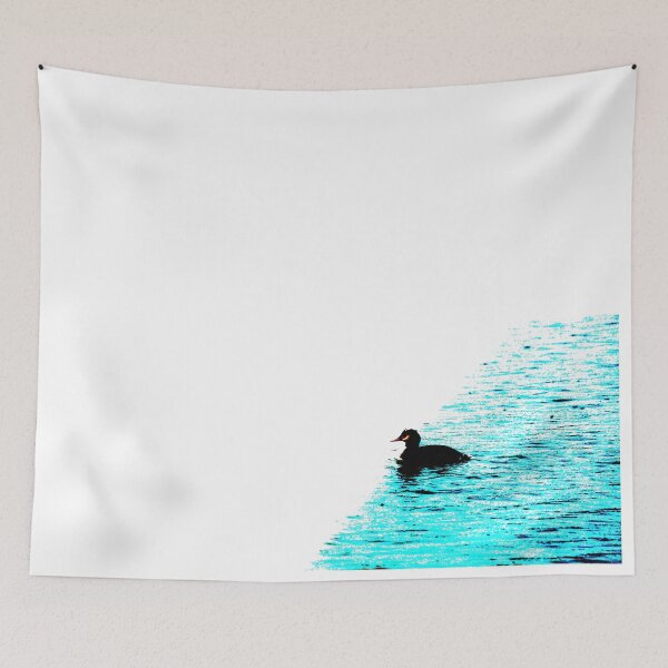 Item preview, Crested Grebe on blue and white background designed and sold by derbyshireduck.