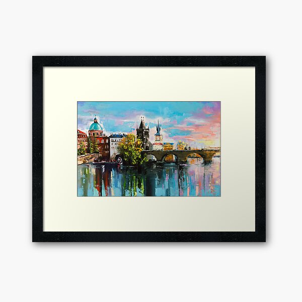 Praga, Evening on the bridge Framed Art Print