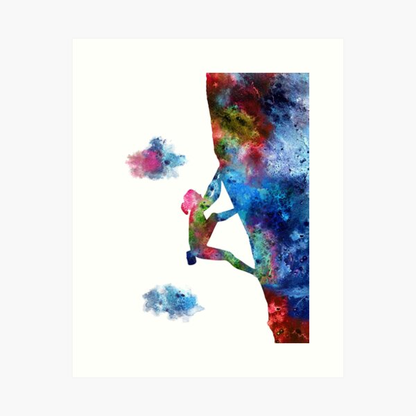 Rock climbing extreme sport woman, climbing woman, climber Art Print for  Sale by Rosaliartbook