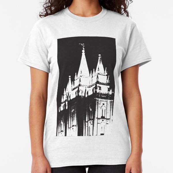Salt Lake Temple (Black and White) by Jerald Simon - Music Motivation (musicmotivation.com) Classic T-Shirt