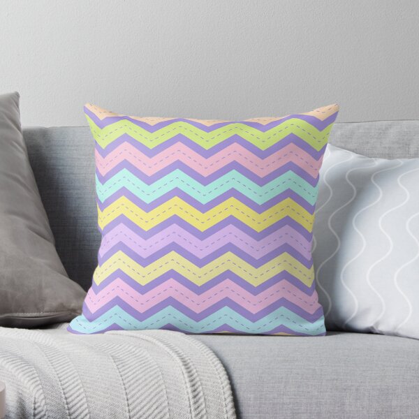 Zigzag stripe pattern-  Pastel  love Throw Pillow