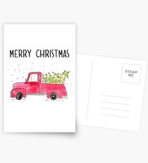 Red Christmas Truck Postcards