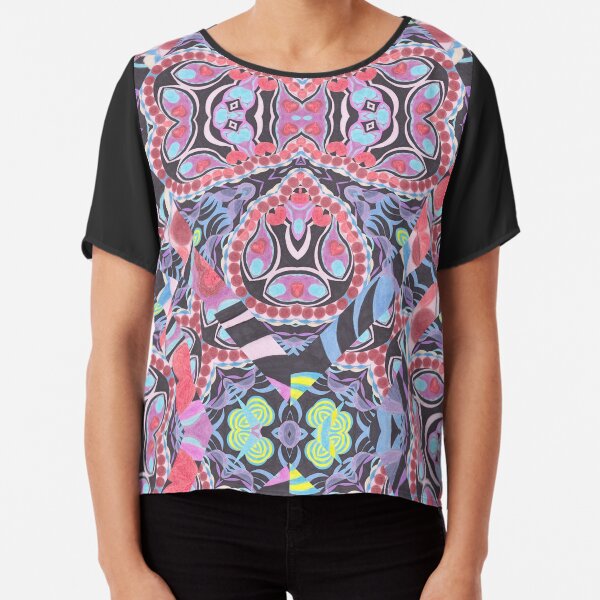 Pencil Print Diagonals Fall Into Winter Design Collection by Green Bee Mee Chiffon Top