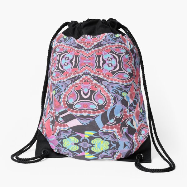 Pencil Print Diagonals Fall Into Winter Design Collection by Green Bee Mee Drawstring Bag