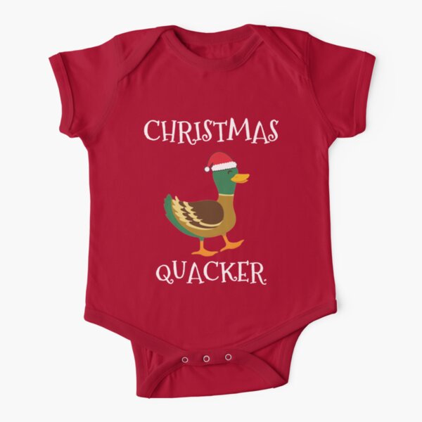 Christmas Quacker Funny Duck Santa Hat Christmas T-Shirt Perfect for Christmas Gift Stocking Filler Short Sleeve Baby One-Piece