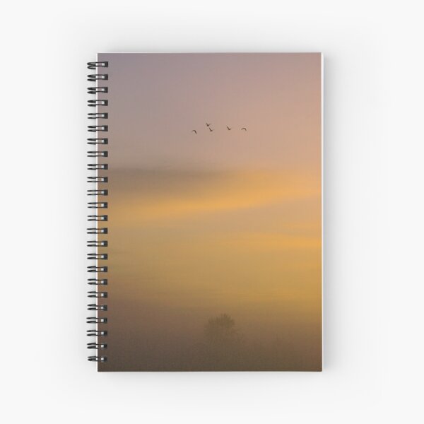foggy sunrise at the farm... Spiral Notebook