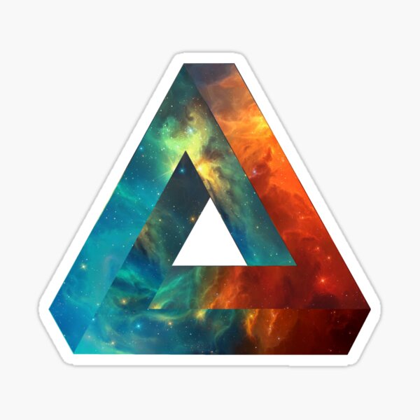 Vista previa del artículo con la obra «Geometría abstracta: Nebulosa de Penrose (rojo fuego, naranja y azul)», diseñado y vendido por ThisLucidLens.