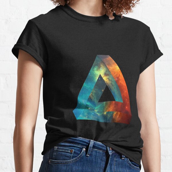 Abstract Geometry: Penrose Nebula (Fire Red/Orange/Blue) Classic T-Shirt