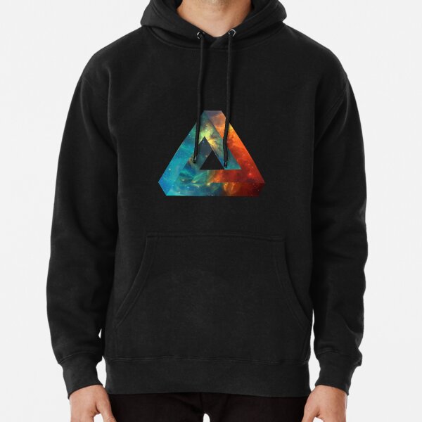 Abstract Geometry: Penrose Nebula (Fire Red/Orange/Blue) Pullover Hoodie