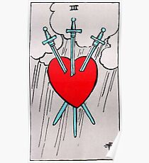 Drei von Schwertern Tarot Poster