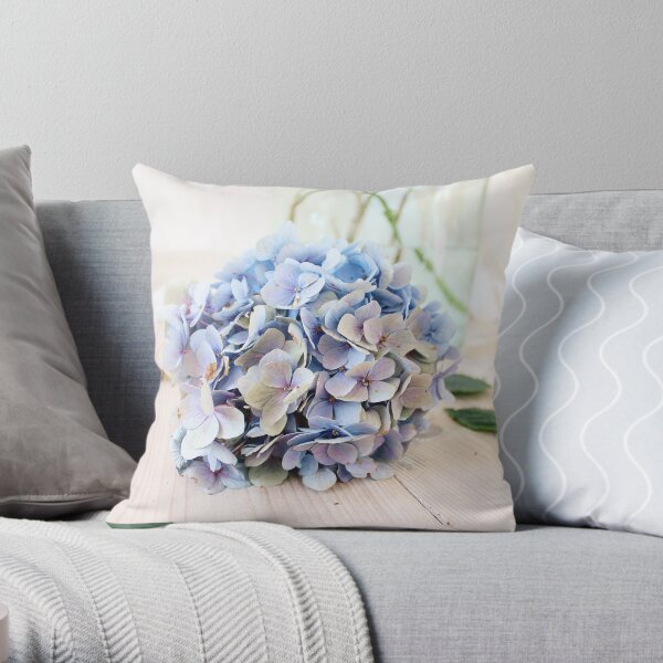Pretty blue hydrangea flower Throw Pillow
