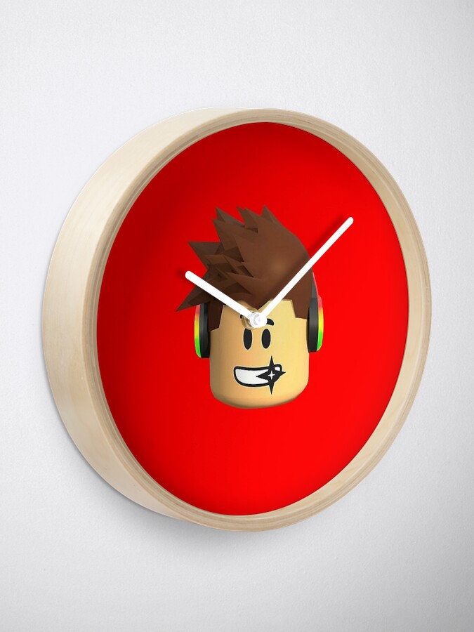 Roblox Face Kids Clock By Kimamara Redbubble - wall clock roblox