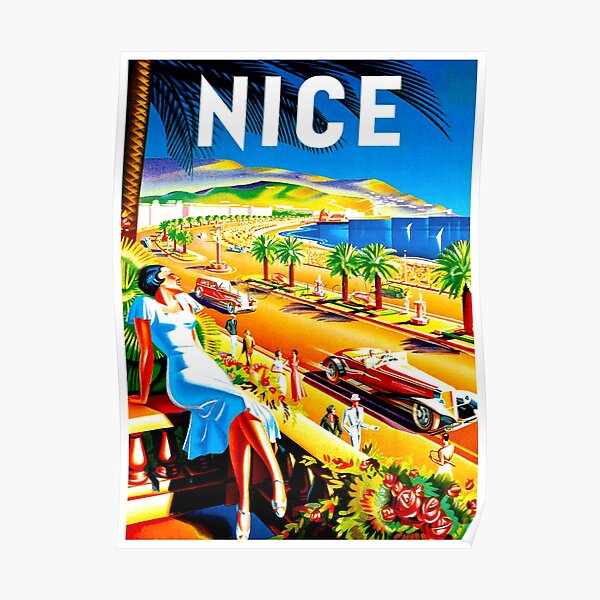 NICE : Vintage French Riviera Travel Advertising Print Poster