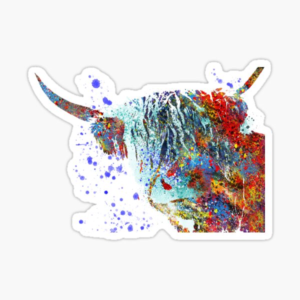 Vista previa del artículo con la obra «Vaca Highland, acuarela Highland cow», diseñado y vendido por Rosaliartbook.