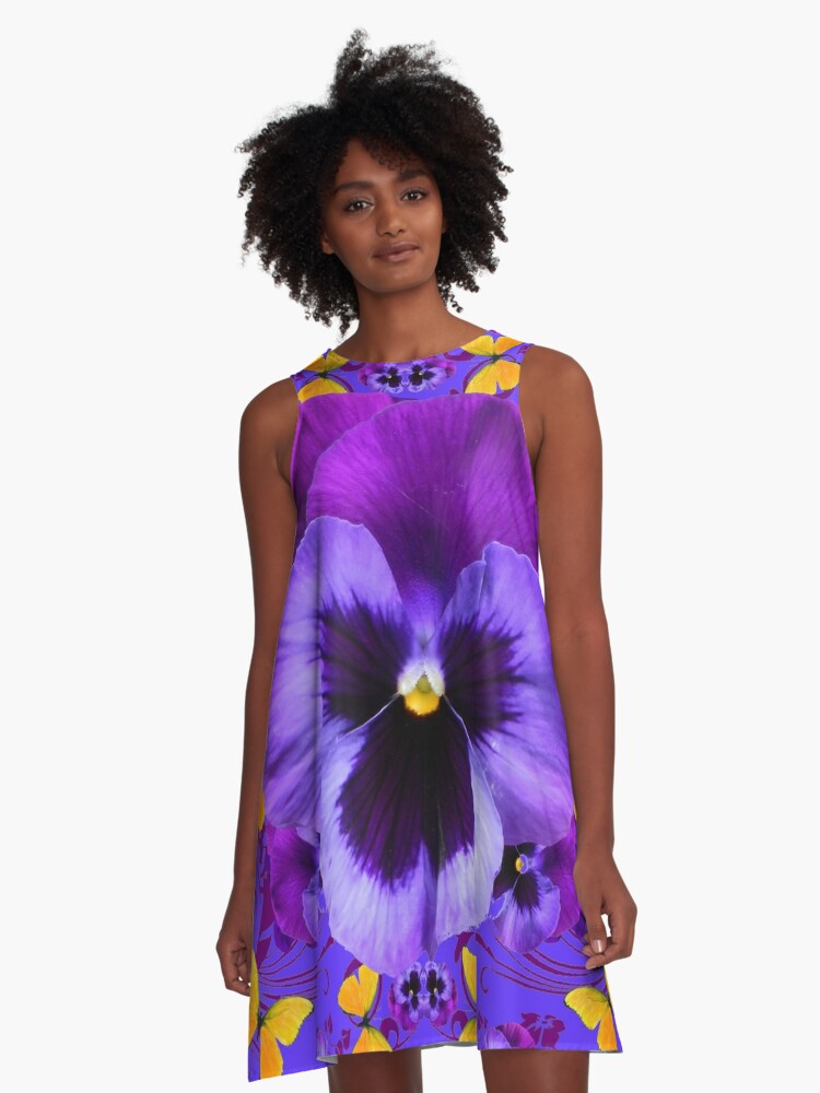 Yellow and purple floral dress orders