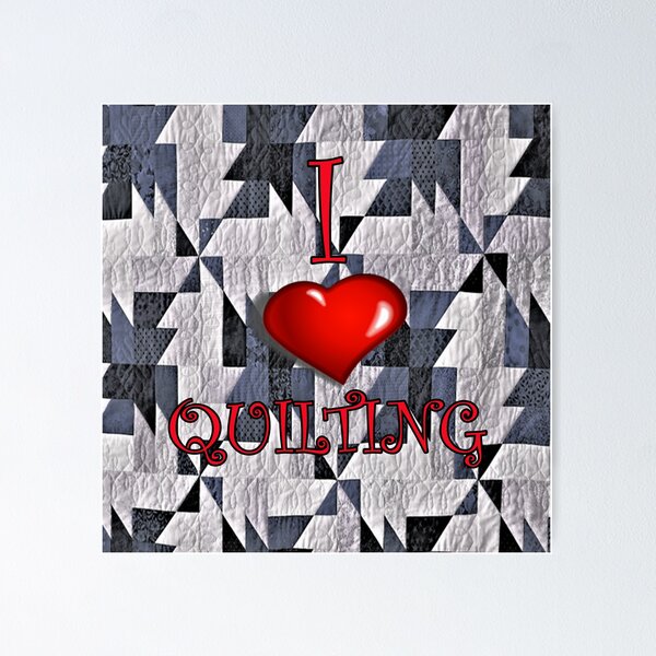 Item preview, Gifts For Quilter, Graphic Design gifts look of blue & white quilt with the words I (heart) QUILTING designed and sold by Cute & Sassy Custom Gifting Boutiques.