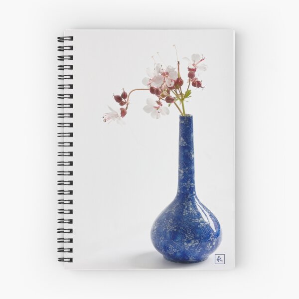 Item preview, Blue vase with geraniums designed and sold by inkedsandra.
