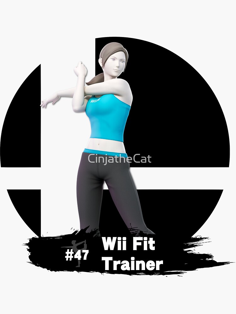 "SUPER SMASH BROS ULTIMATE - 47 WII FIT TRAINER" Sticker by CinjatheCat | Redbubble