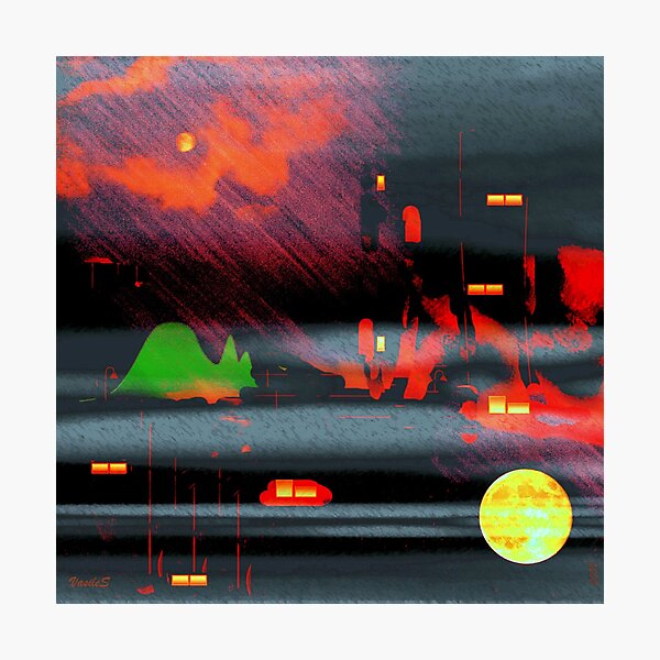 Square vision: redundant moon at the crack of dawn Photographic Print
