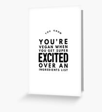 Tarjeta de felicitación Excited Over Ingredient List Vegan Funny Gift Idea