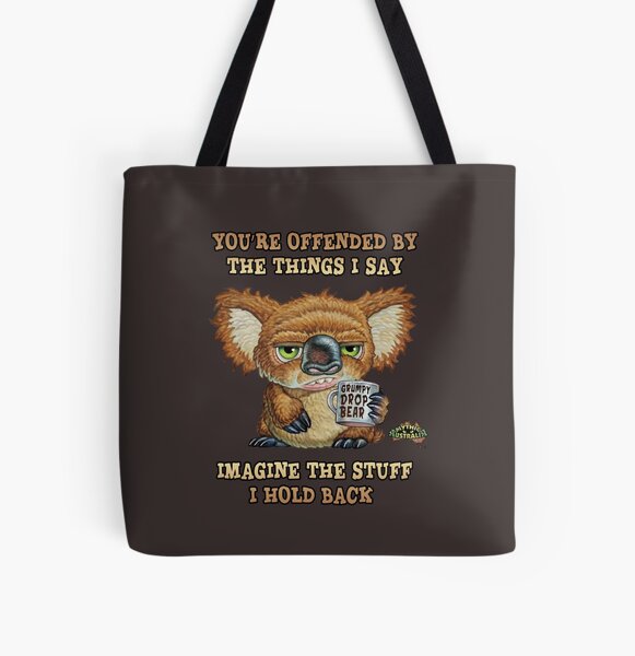 Grumpy Drop Bear Offended All Over Print Tote Bag