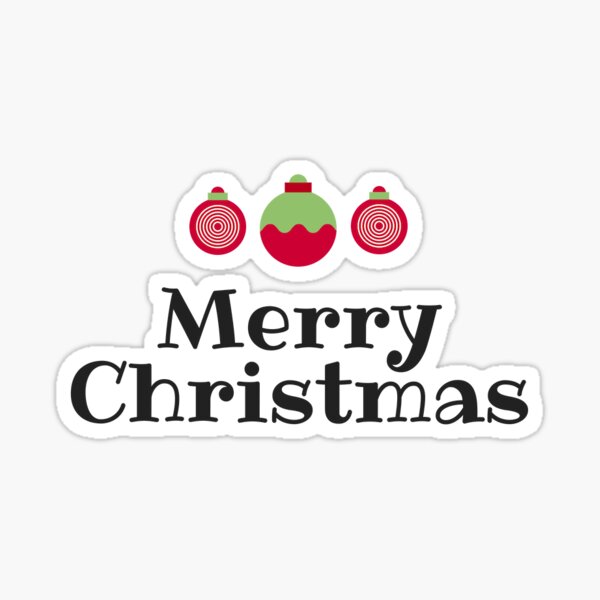 Merry Christmas with Baubles in Red & Green Sticker