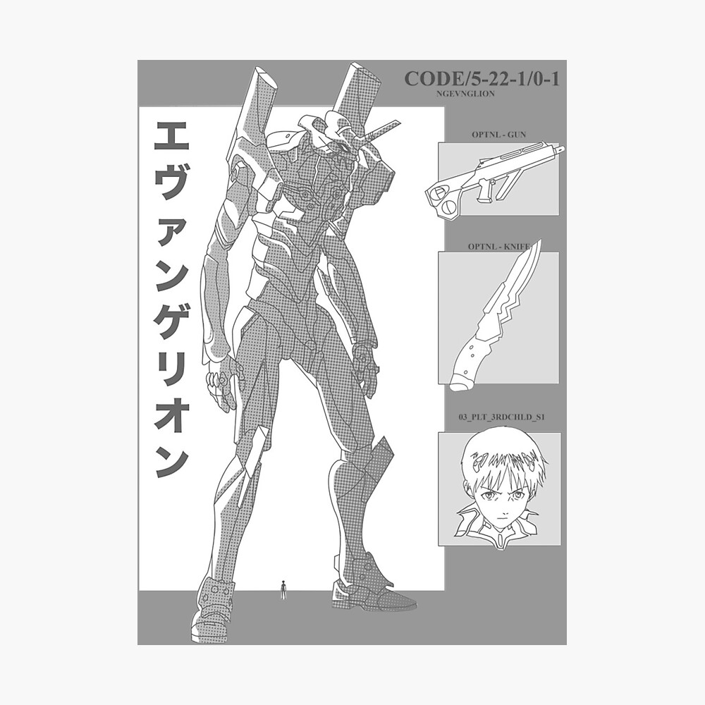 Evangelion Blueprint Mecha 001 Poster By Jotarome Redbubble