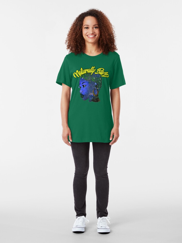 Alternate view of Afrocentric Naturally Bald & Bold African Women Queen Slim Fit T-Shirt