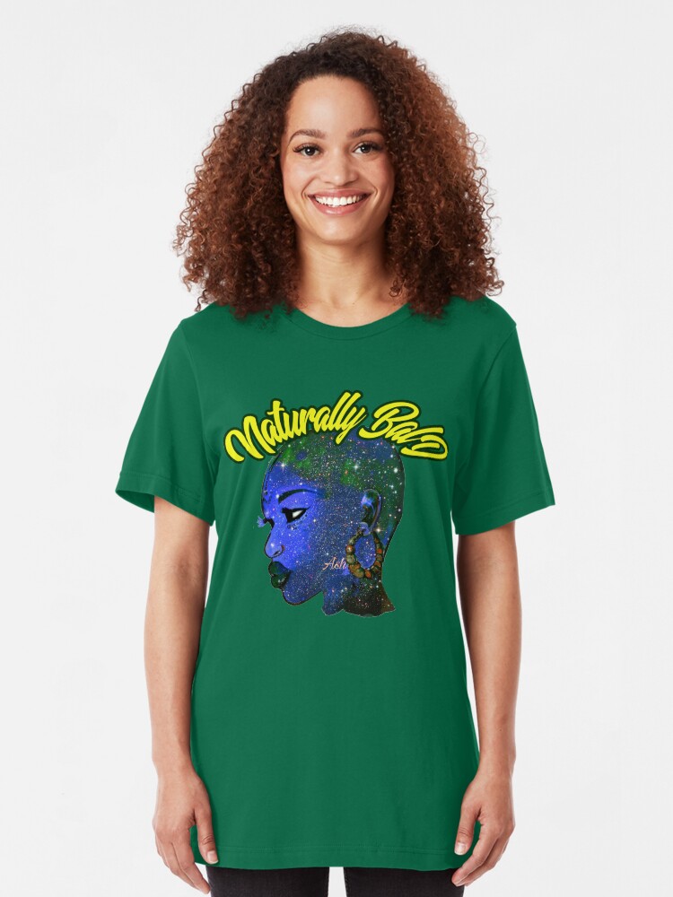 Alternate view of Afrocentric Naturally Bald & Bold African Women Queen Slim Fit T-Shirt