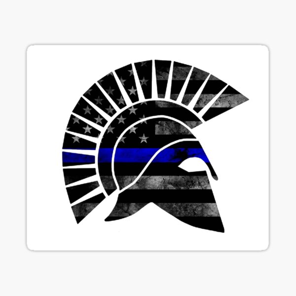 Blueline Spartan Helmet Tattered Sticker