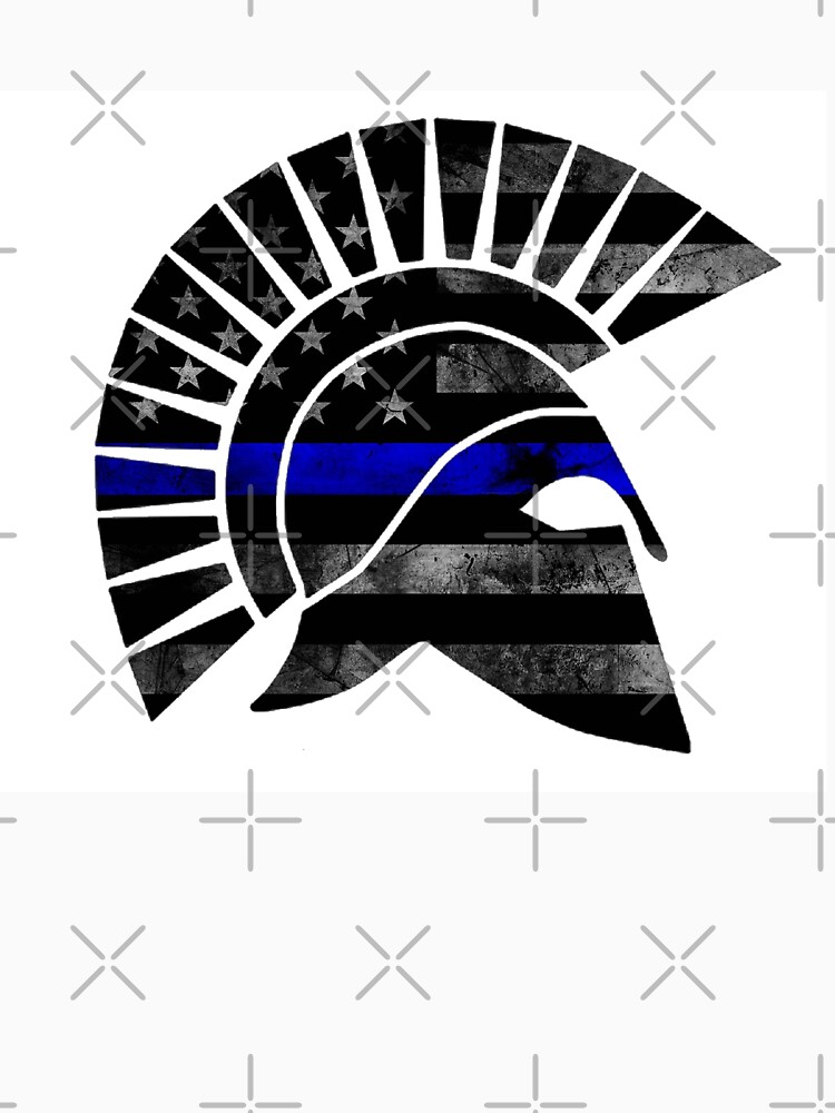Thumbnail 7 of 7, Classic T-Shirt, Blueline Spartan Helmet Tattered designed and sold by OwnTheAvenue.