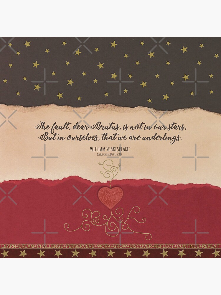 Thumbnail 3 of 3, Sticker, The Fault Is Not In Our Stars - Julius Caesar Quote - Shakespeare designed and sold by Styled Vintage.