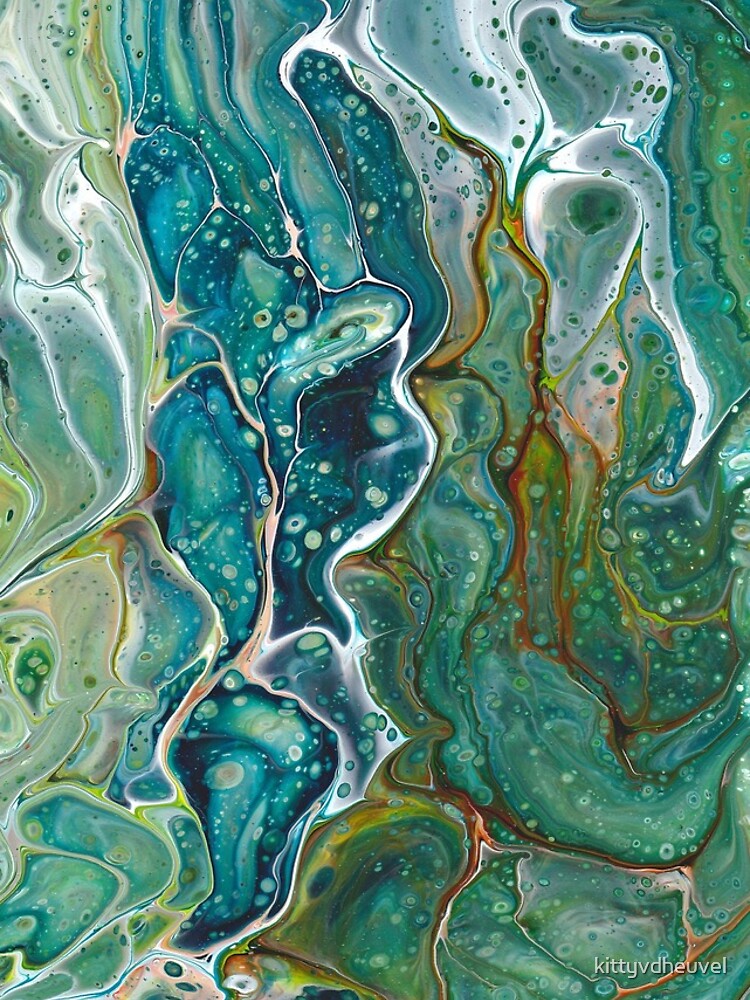 Poured acrylic paints green blues by kittyvdheuvel