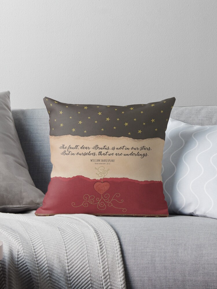 Thumbnail 1 of 3, Throw Pillow, The Fault Is Not In Our Stars - Julius Caesar Quote - Shakespeare designed and sold by Styled Vintage.