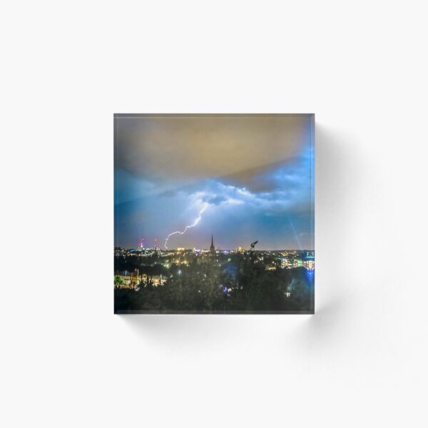 Lightning Over Norwich, U.K Acrylic Block