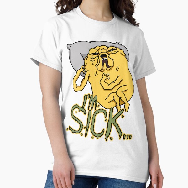 Vista previa del artículo con la obra «Sickly Jake de Adventure Time ™ Cita "Estoy enfermo"», diseñado y vendido por sketchNkustom.