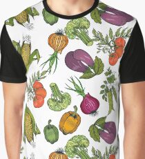 Pattern with a variety of farm vegetables. Graphic T-Shirt