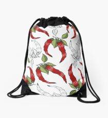 Print with chili peppers. Drawstring Bag