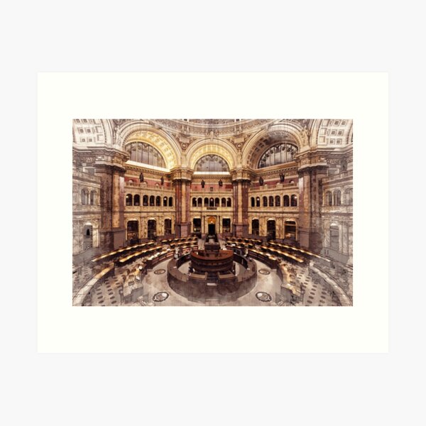 Library of Congress Main Reading Room Art Print