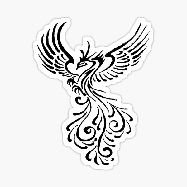 Rising From The Ashes Phoenix Tattoo Design Sticker By Taiche Redbubble