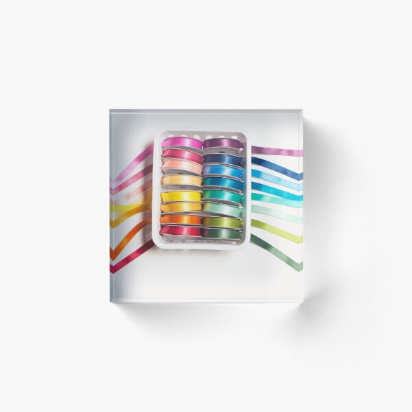 Rainbow Ribbons... Acrylic Block