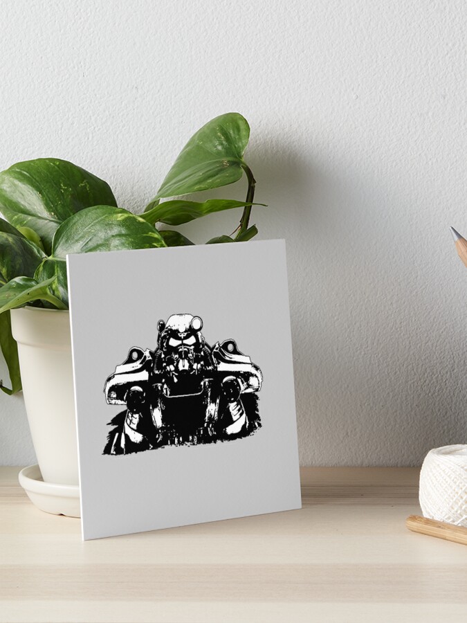 Fallout 3 Fallout New Vegas Fallout 4 Fallout 76 T45 Power Armor Silhouette Splatter Art Board Print By Gamingposters Redbubble