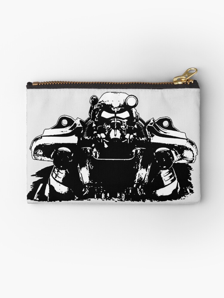 Fallout 3 Fallout New Vegas Fallout 4 Fallout 76 T45 Power Armor Silhouette Splatter Zipper Pouch By Gamingposters Redbubble