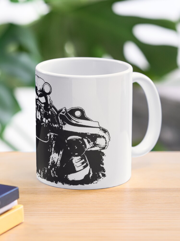 Fallout 3 Fallout New Vegas Fallout 4 Fallout 76 T45 Power Armor Silhouette Splatter Mug By Gamingposters Redbubble