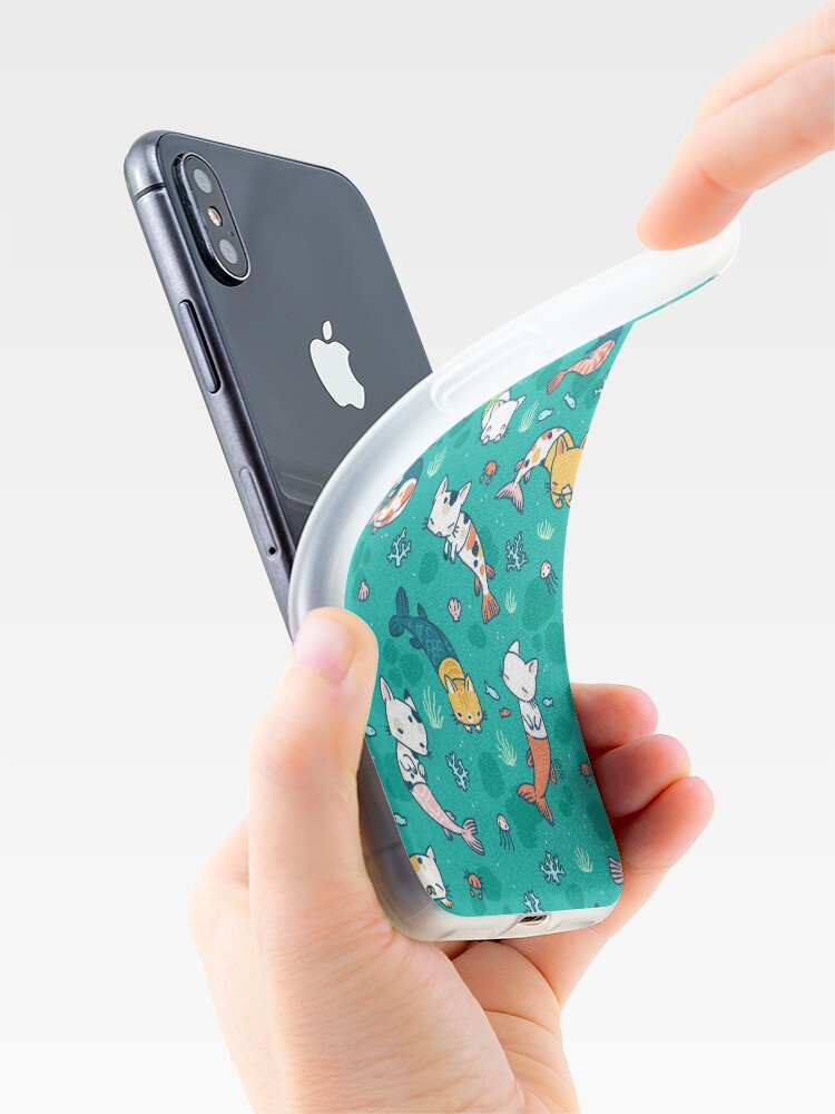 Alternate view of Meowmaids Teal iPhone Case