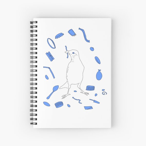 Bower bird Blue Spiral Notebook