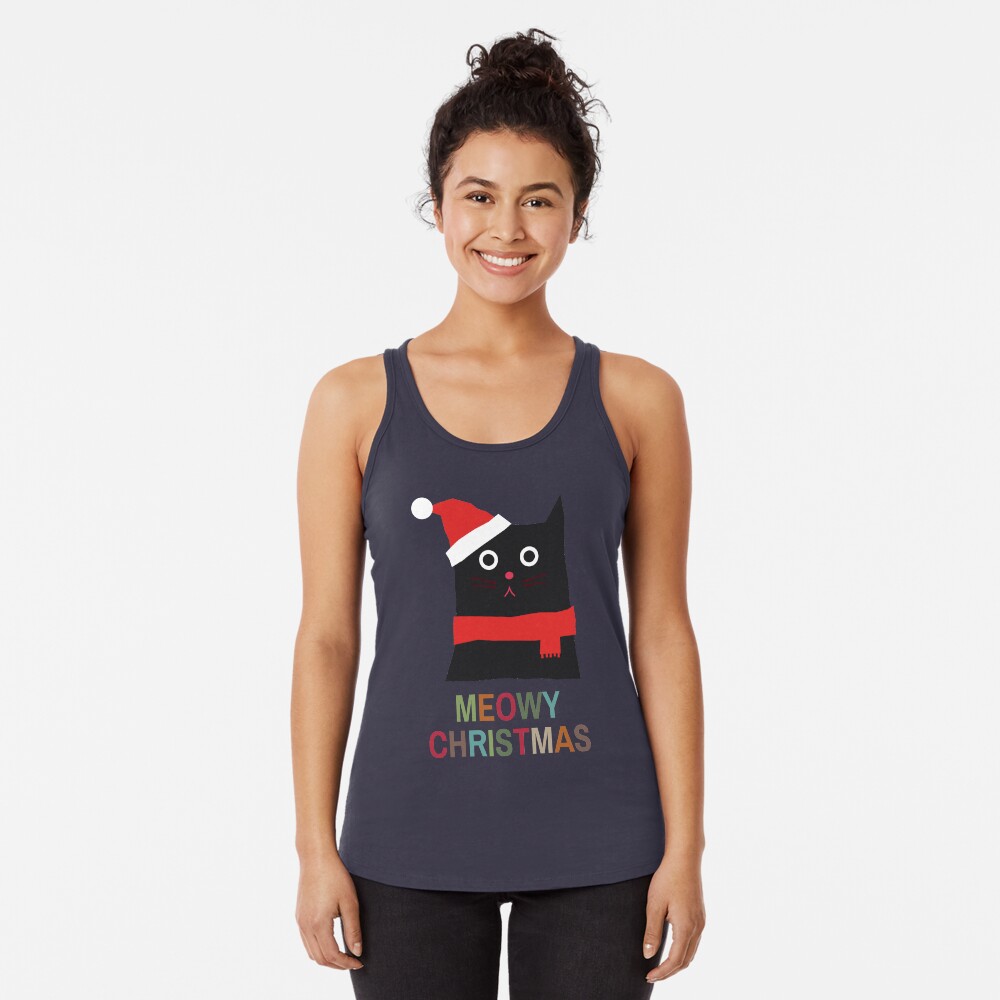 Meowy Christmas Racerback Tank Top