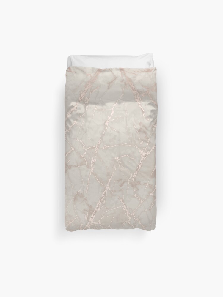 Marble White Rose Gold Duvet Cover By Dustydinermerch Redbubble